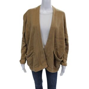 Maria + Cornejo Women Designer V-Neck Long Sleeve Coatigan Tan Size XS